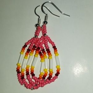Coral pink beaded earrings